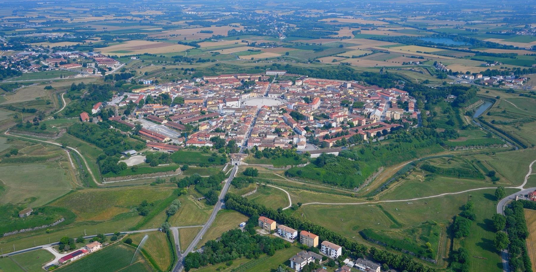 Aerial view of the star-shaped fortress town of Palmanova
